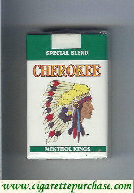 Cherokee Menthol kings cigarettes Special Blend